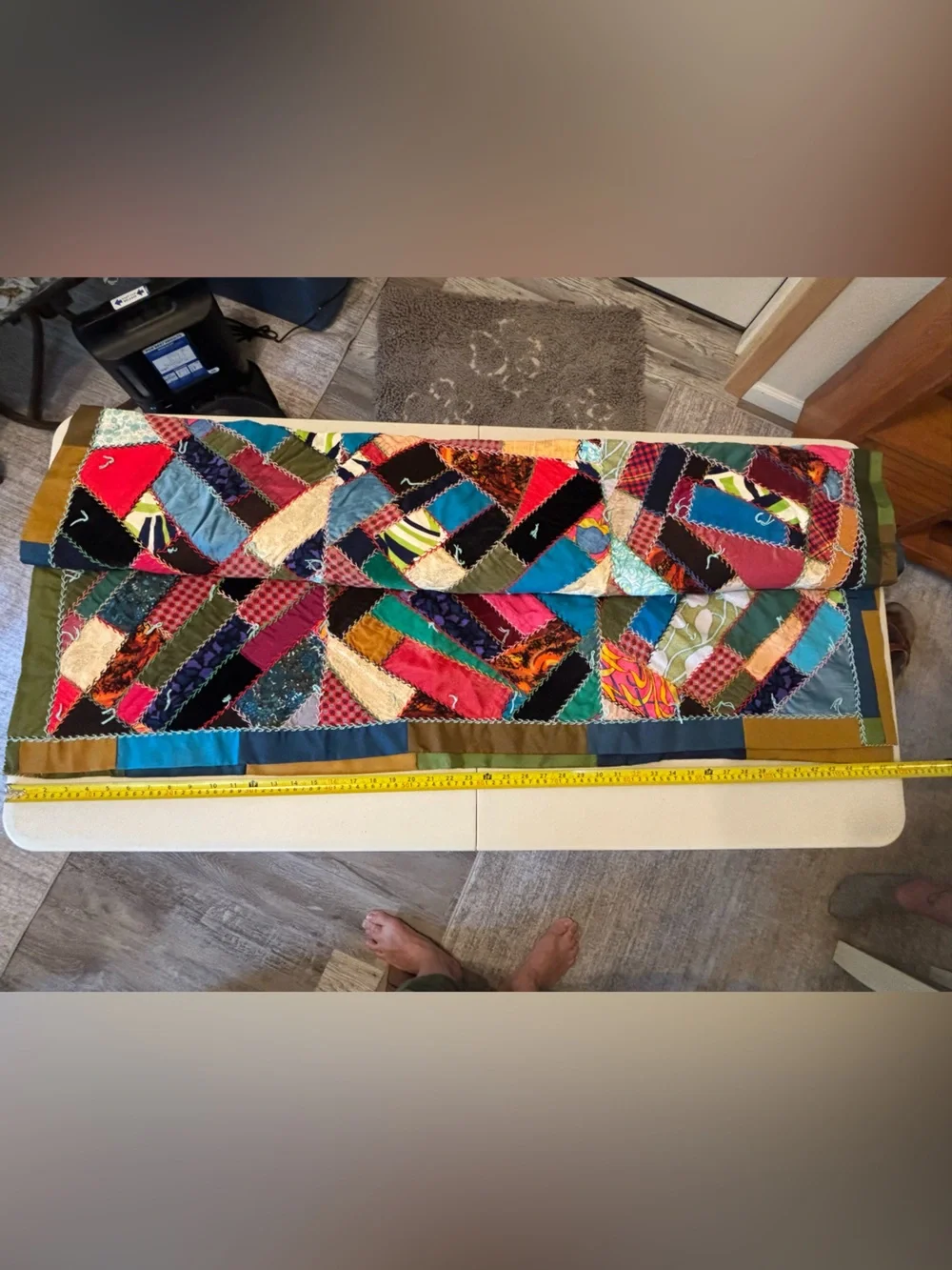 Vintage Handmade Patchwork Crazy Quilt 60 x  94